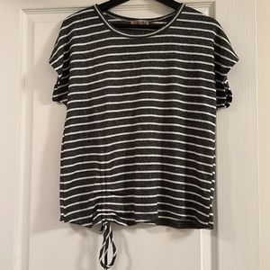 NWOT, Sleeveless dark green and white striped blouse,S and L